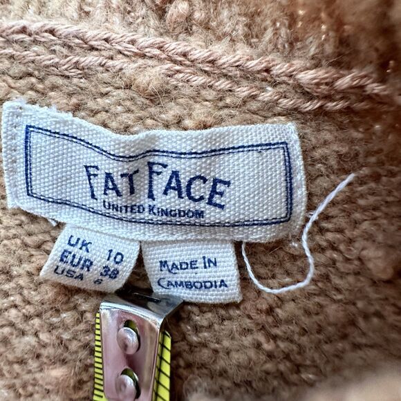 Fat Face Sweater Size US 6 UK 10 Jumper Crochet Detail Burnt Tanish Color - Picture 15 of 16